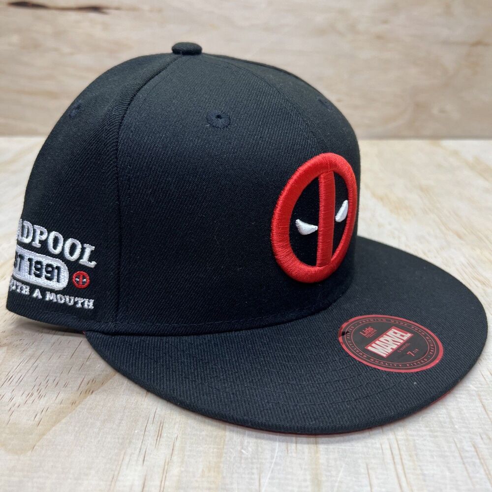 NEW sz 7 1/4 Deadpool Marvel Lids Premium Exclusive Hat Cap Fitted Black
